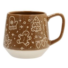 Чашка для завтрака Snowy Xmas 510 мл, коричневая