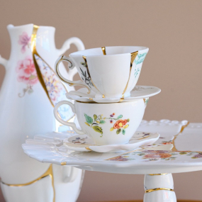 Чашка чайная с блюдцем Kintsugi, декор 2