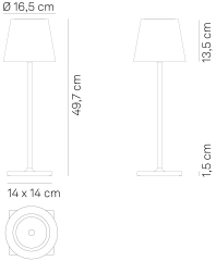 Лампа настольная Zafferano Poldina L 49,7 см, красно-оранжевая