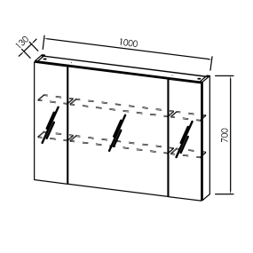 Зеркальный шкаф Kolpa-san Naomi TON 100 DC, 100x70, темный бетон