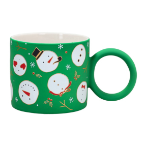 Кружка "Снеговики" 350 мл, зеленая