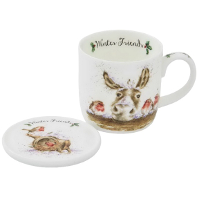 Кружка с подставкой Winter Friends (ослик и птицы) 310 мл