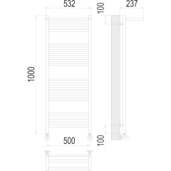 Полотенцесушитель Terminus Аврора 100х53, с полкой, водяной, хром