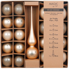 Набор украшений для елки "One-Two-Tree!", 19 предметов, цвет шампань