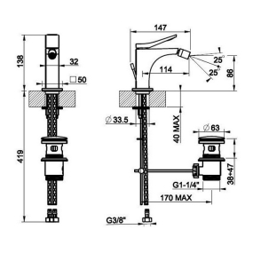 Смеситель для биде Gessi Rilievo 59007.031, хром
