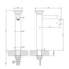 Смеситель для раковины Gessi Origini 66004.727 ,брашированная латунь PVD