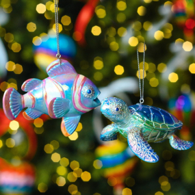 Новогодняя игрушка "Цветная черепашка" 8,9 см