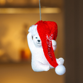 Новогодняя игрушка "Полярный мишка в шапке Coca-Cola" 10 см