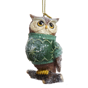 Елочная игрушка "Зимняя сова" 7,5 см