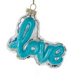 Елочная игрушка "Love" 9,5 см, голубая