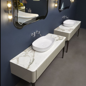 Раковина Antonio Lupi Bolo, 63х40, из Flumood, с клапаном, белый матовый