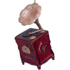 Елочная игрушка "Винтажный граммофон" 12 см