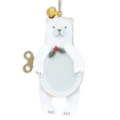 Новогодняя игрушка "Медведь с ключиком" 9 см, белая