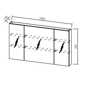 Зеркальный шкаф Kolpa-san Naomi TON 120 DC, 120x70, темный бетон