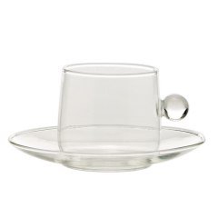 Чашка чайная с блюдцем Bilia 220 мл, прозрачная
