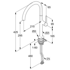 Смеситель для кухни Kludi Reef 50803N575, брашированный никель