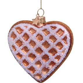 Елочная игрушка "Вафельное сердечко" 8 см