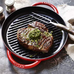 Сковорода-гриль круглая с двумя ручками Grills 26 см, вишневая