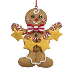 Елочная игрушка "Пряничный человечек со звездами" 10 см