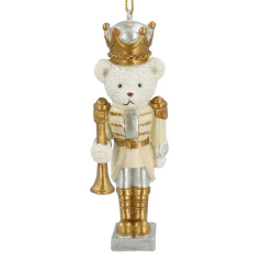 Елочная игрушка "Плюшевый мишка - Щелкунчик" 11 см