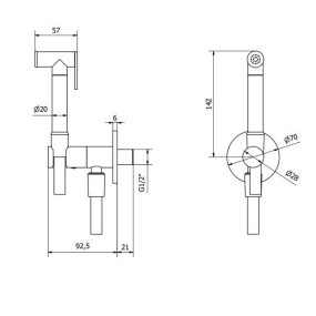 Гигиенический душ iB Rubinetti Shower&Co SH075NP, без смесителя, черный матовый