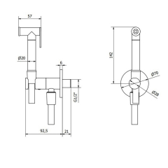 Гигиенический душ iB Rubinetti Shower&Co SH075NP, без смесителя, черный матовый
