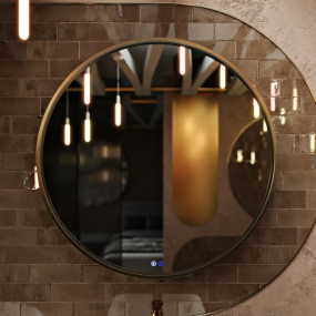 Зеркало Mebelvann Sanrey 90х90, с подсветкой, цвет рамы золото