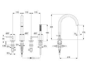 Смеситель для ванны Kludi Nova Fonte Puristic 204250515, на 4 отверстия, хром