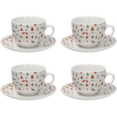 Набор чашек для капучино с блюдцами Christmas Candy 260 мл, 8 предметов