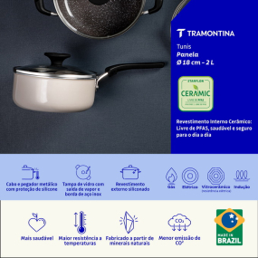 Ковш Tramontina Tunis 18 см, с крышкой, розовый