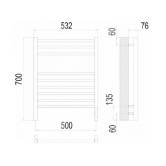 Полотенцесушитель Terminus Аврора 70х50, электрический, черный матовый
