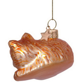 Елочная игрушка "Котик спящий" 3,5 см