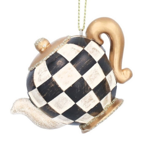 Елочная игрушка "Заварник" 8 см, цвет черно-белый