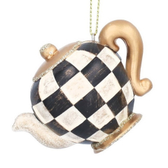 Елочная игрушка "Заварник" 8 см, цвет черно-белый