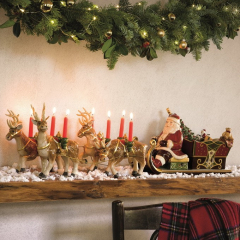 Фигурка-подсвечник музыкальная "Санта в оленьей упряжке" 22х70х16 см