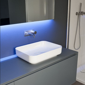 Раковина Antonio Lupi Bolo, 54х40, из Flumood, с клапаном, белый матовый