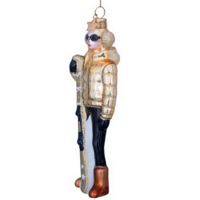 Елочная игрушка "Лыжница" 13 см, цвет золото