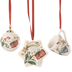Набор елочных игрушек Christmas songs 6 см, 3 шт (кружка, шар, тарелка-звезда)
