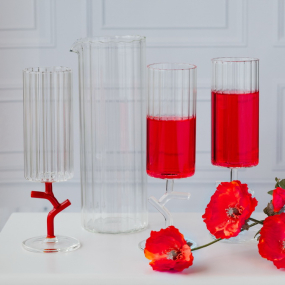 Бокал для шампанского Amaranta 200 мл, красная ножка