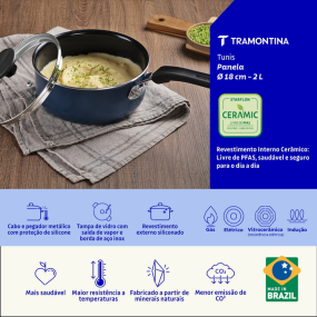 Ковш Tramontina Tunis 18 см, с крышкой, синий
