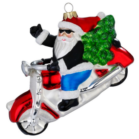 Елочная игрушка "Санта на байке" 11 cм