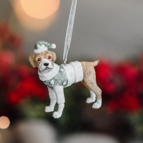 Игрушка на елку "Боксер в зеленой накидке" 8 см