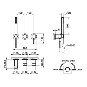 Внешняя часть Gessi 316 54039.707 смесителя для душа, брашированный черный