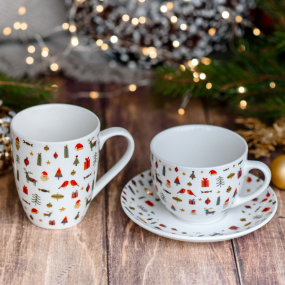 Набор чашек для капучино с блюдцами Christmas Candy 260 мл, 8 предметов
