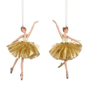 Елочная игрушка "Балерина золотая" 17 см, в ассортименте