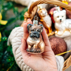 Новогодняя игрушка "Бульдожек" 9,5 см