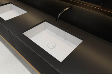 Раковина Holbi Neptune 50 SR 50х33, из Soft Rock, белая матовая, с клапаном