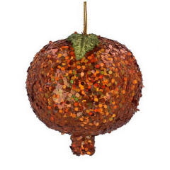 Елочная игрушка "Сияющий гранат" 9 см, оранжевая