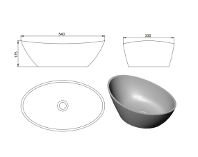 Раковина Holbi Europe SR 54x33, из Soft Rock, белая матовая, с клапаном