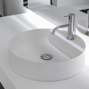 Раковина Antonio Lupi Simplo 45х45, из Flumood, с клапаном, белый матовый